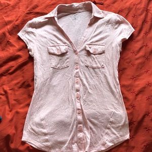 Pink and white polka dot polo